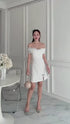 SIRINNN Mesh Off Shoulder Side Slit Mini Dresses